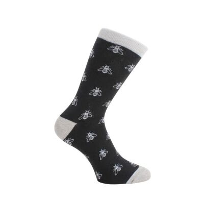 Bee Sock - Black & Grey Combed Cotton