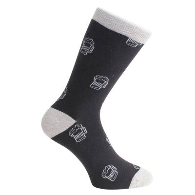 Beer Socks - Black & Grey Combed Cotton