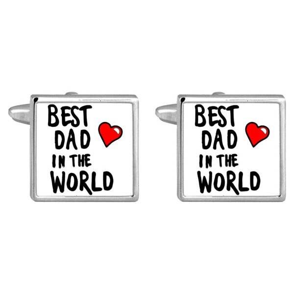 Best Dad In The World Rhodium Plated Cufflinks