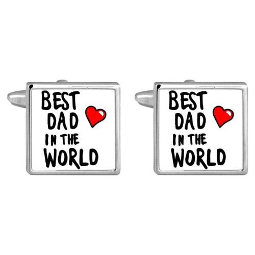 Best Dad In The World Rhodium Plated Cufflinks