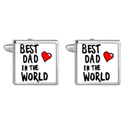 Best Dad In The World Rhodium Plated Cufflinks