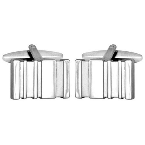 Bevelled Design Rectangular Rhodium Plated Cufflinks