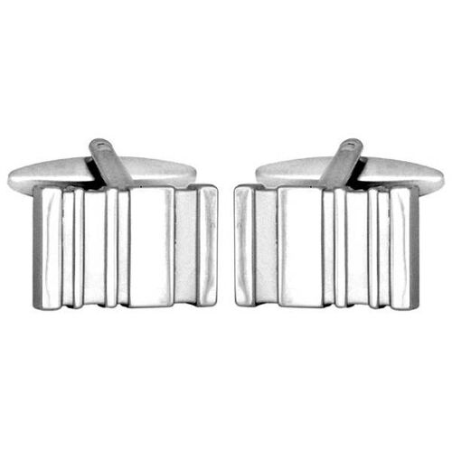 Bevelled Design Rectangular Rhodium Plated Cufflinks