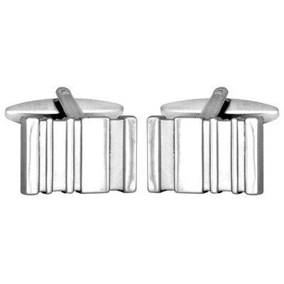 Bevelled Design Rectangular Rhodium Plated Cufflinks