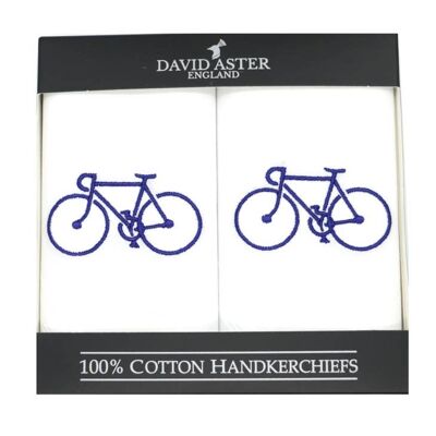 Bicycle Embroidered White Cotton Handkerchiefs