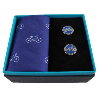 Fahrrad-Taschentuch und Manschettenknopf-Set (Farben können variieren)