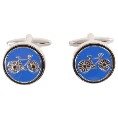 Bicycle On Blue Cufflinks