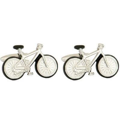 Bicycle with Black Trim Rhodium Plated Cufflinks