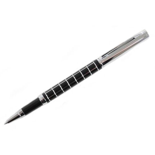 Black & Chrome Checker Roller Ball Pen