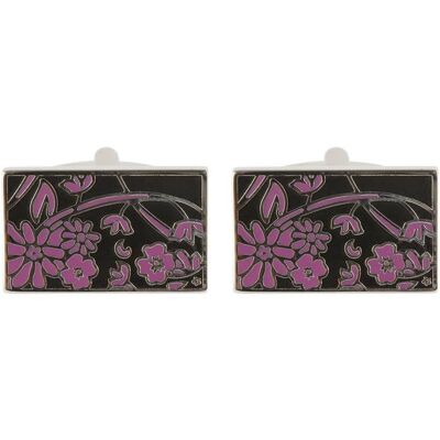 Black & Purple Floral Cufflinks