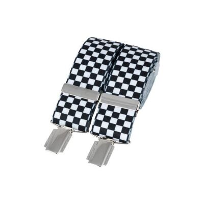 Black & White Check 35mm Silver Clip Braces