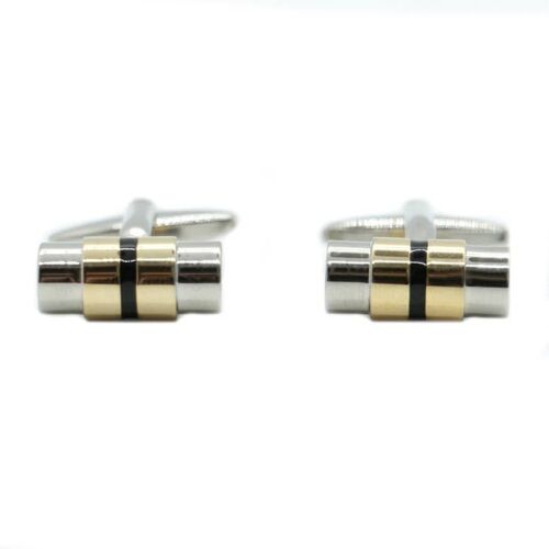 Black Gold & Rhodium Barrell Cufflinks