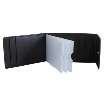 Black Leather Card Case with RFID & Plastic Inserts