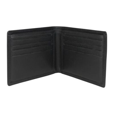 Portafoglio classico in pelle nera con 8 slot per carte foderato con RFID