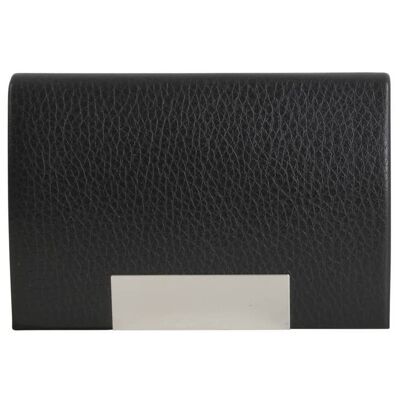 Black Leatherette Card Case with Engraving Plate