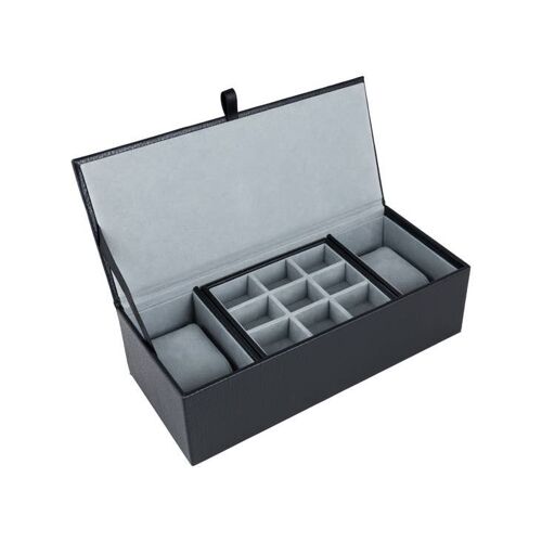 Black Leatherette Watch & Cufflink Storage Box