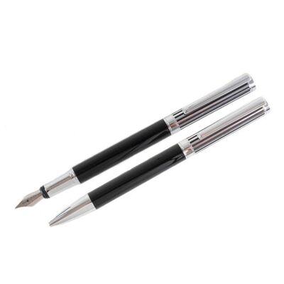 Ensemble stylo plume et stylo à bille ligné noir