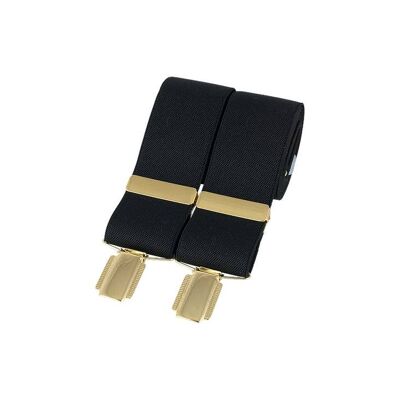 Bretelle nere semplici con clip in oro da 35 mm