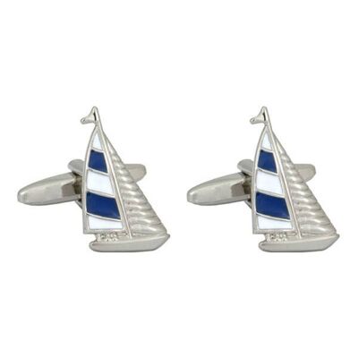 Gemelli yacht placcati in rodio blu e bianchi