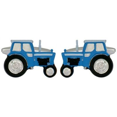 Gemelos con baño de rodio Tractor azul