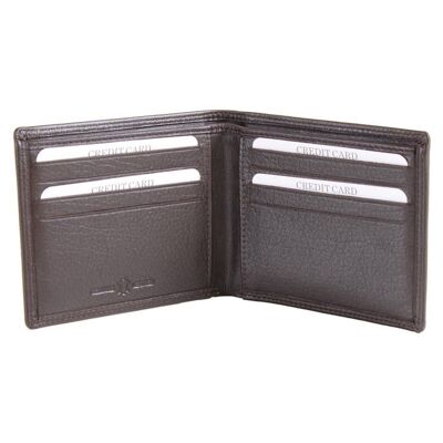 Brown Leather Classic Billfold Wallet Rfid Lined 8 Card Slot