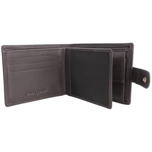 Brown Leather Tab Close Wallet with RFID Lining