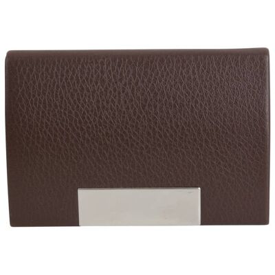Brown Leatherette Card Case with Engraving Plate