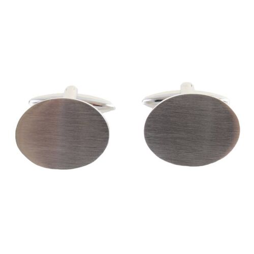 Brushed Stainless Steel Oval Cufflinks