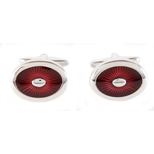 Burgundy Enamel Oval Cufflinks