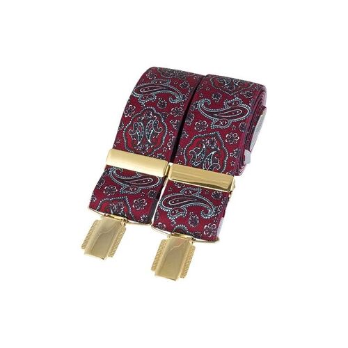 Burgundy Paisley 35mm Gold Clip Braces