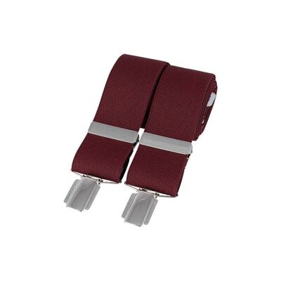 Bretelle con clip in argento bordeaux semplici da 35 mm