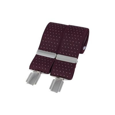 Burgundy Pin Dot 35mm Silver Clip Braces