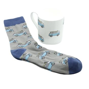 Ensemble tasse et chaussettes en porcelaine fine Campervan