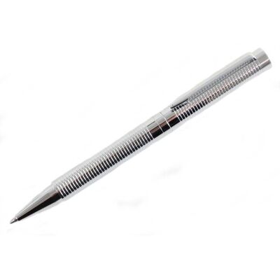 Chrome Ribbed Ball Point Pen