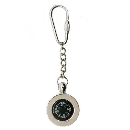 Compass Key Ring Rhodium Plate