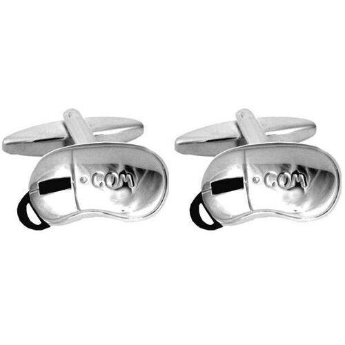 Computer Mouse Rhodium Cufflink