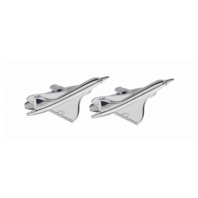 Boutons de manchette Concorde plaqués rhodium