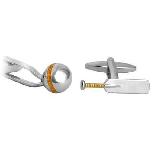 Cricket Bat & Ball Gold & Rhodium Plate Cufflinks