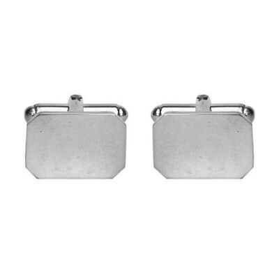 Cut Corner Plain Rectangular Sterling Silver Cufflinks