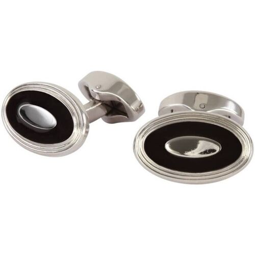 David Aster Oval Black Enamel Cufflinks