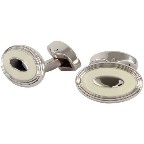 David Aster Oval Ivory Enamel Cufflinks