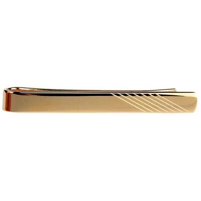 Diagonal Lines On End Gold Plated Tie Slide