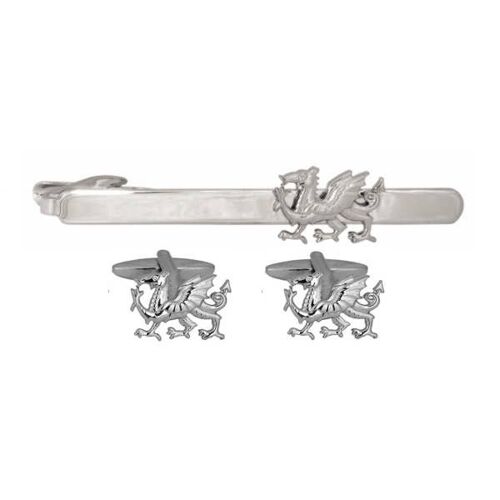 Dragon Cut-Out Cufflink & Tie Slide Set