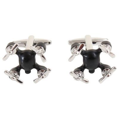 Drone Rhodium Plated Cufflinks