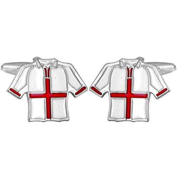 Boutons de manchette émaillés plaqués rhodium pour maillot de football de l'Angleterre 1
