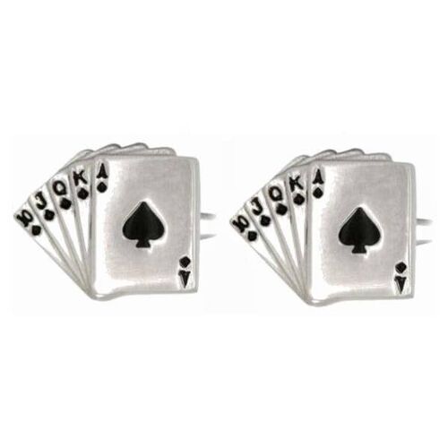 Fan of Spades Cards Rhodium Plated Cufflinks