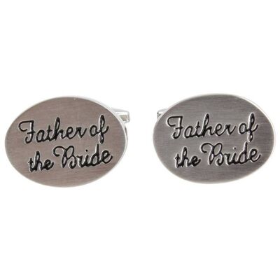 Father of The Bride Oval Rhodium Wedding Cufflinks