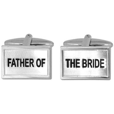 Father of The Bride Wedding Cufflinks Rhodium Plate