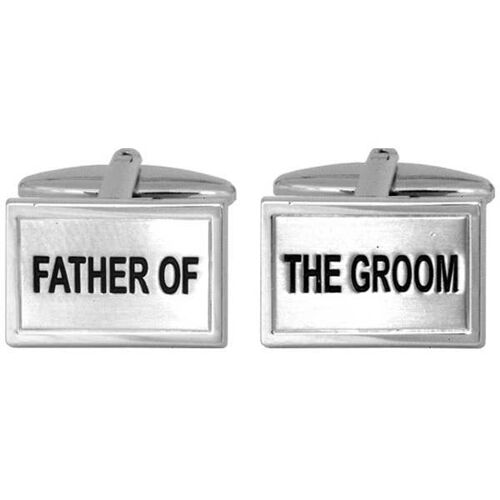 Father of The Groom Wedding Cufflinks Rhodium Plate