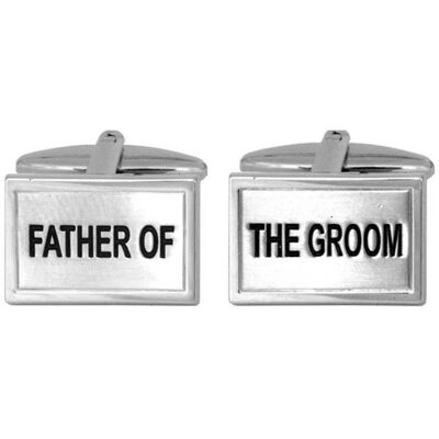 Father of The Groom Wedding Cufflinks Rhodium Plate